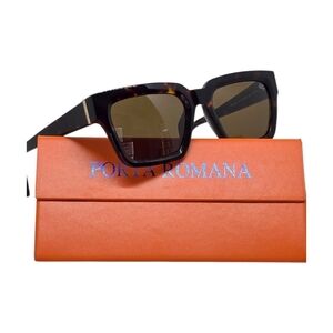 Porta Romana Tortoise Shell Sunglasses with Orange Case